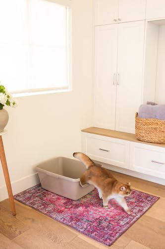 Lovewag Pets Washable Cat Litter Mat 2 PCs - Keep Litter Off Your Floors, Gentle on Paws, 36x48 Inches Large Size, Waterproof Non-Slip Reusable Compatible with Cat Box (Indigo Garden) - color: Indigo Garden, size: 36x48 inches (Pack of 2)