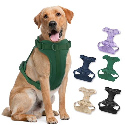 No Pull Lightweight Dog Harness: Adjustable Breathable Pet Vest Harness with Soft & Comfortable Cushion for Small Medium Large Dogs (L, Pine Green) - color: Pine Green, size: L:Neck=17"-22"/Chest=25"-36.5"