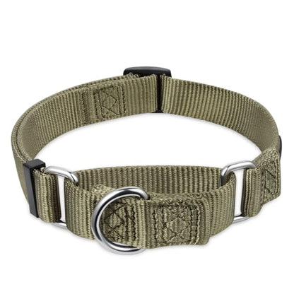Martingale Dog Collar Medium Green |Escape - Proof Heavy Duty Nylon Durable No Slip, Ideal for Training & Daily Walks - color: Military Green, size: Medium
