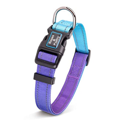 Roses&Poetry Reflective Dog Collar with Gradient Violet, Adjustable Durable Pet Collars for Small Medium Large Dogs (Violet-XS) - color: Golden,Violet,Purple, size: XS