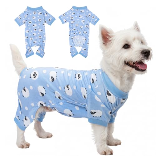 2026 New Cotton Dog Pajamas for Small & Medium Dogs - Soft Pet Onesie, Comfy Puppy Coat with Various Prints, Cute Pet Apparel for Dogs Sheep X-Large - color: Blue-Sheep, size: X-Large
