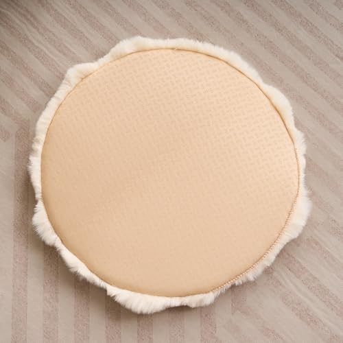 SHENGOCASE 2-Pack Round Faux Rabbit Fur Pet Bed Cushion Pad, 23.6 Inch, Cat Tree Tower Replacement Mat for Cat Dog House Cage Crate Kennel (Beige) - color: Beige, size: 23.6"