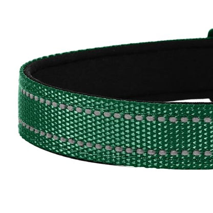 Reflective Dog Collar, Adjustable Soft Neoprene Padded Nylon Pet Collars with Buckle for Puppy and Small Dogs, Cats, Dark Green,XS - color: Dark Green, size: X-Small