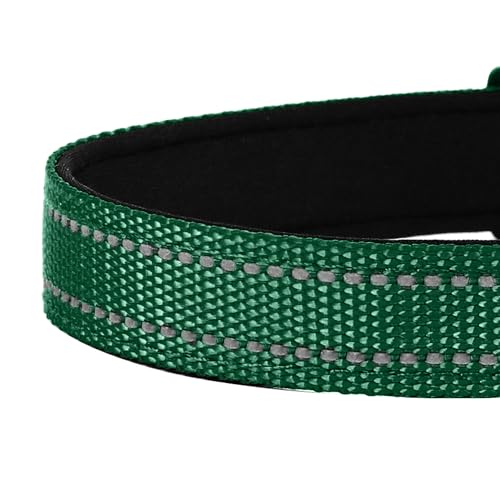 Reflective Dog Collar, Adjustable Soft Neoprene Padded Nylon Pet Collars with Buckle for Puppy and Small Dogs, Cats, Dark Green,XS - color: Dark Green, size: X-Small