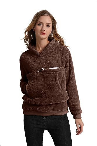 Pet Cat Dog Pouch Hoodies Small Animal Carrier – Kitten Puppy Pouch Sweatshirt Kangaroo Pocket Pullover Top - color: Brown, size: 4X-Large