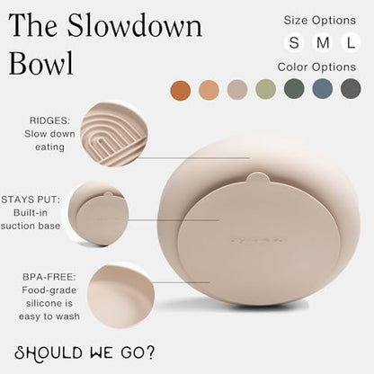 Should We Go? Slow Feeder for Dogs & Puppies, The Slowdown Bowl Silicone Slow Eating, Modern Lick Mat Design, Reduces Gulping, Fits 2 Cups, 7.5” Across x 1.5” Tall, Mealtime Challenge, Medium-Spruce - color: Spruce - Rainbow Design, size: Medium (7.5” Acr
