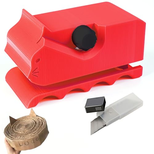Cardboard Cutter for Cat Scratchers with 10pcs Blade,3D Printed Card Board Cutter Kids DIY Cat Scratchers Cardboard Strip Tool Machine for Cat Lovers (Red) - color: Red