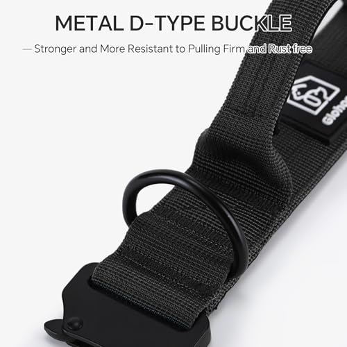 Tactical Thick Dog Collar, Adjustable Training Nylon Dog Collar, Heavy Duty Metal Buckle & Control Handle for Small Medium Large Dogs (M, Black) - color: Black, size: M