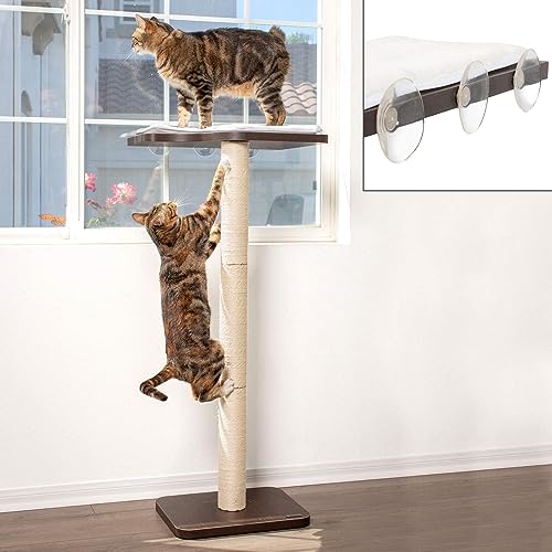 PetFusion Ultimate Cat Window Climbing Perch 45” Tall (Tree Sisal Scratching Posts, Modern Design Simply Suctions to Window. (EASY TO ASSEMBLE)