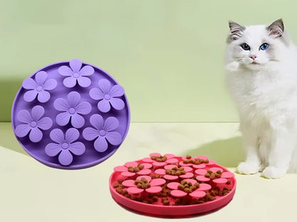 Slow Feeder,Cat Help Slow Down Eating Speed Cut Flower Silicone Rubber Cute Slow Feeder for Puppy/Cat/Dog - color: Hot Pink