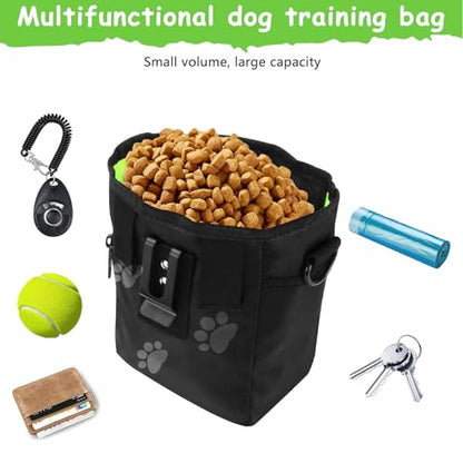 kissleaf Dog Treat Pouches for Pet Training, Treat Pouches for Pet Training,Large Dog Treat Training Pouch and Dog Clicker,Dog Training Treat Pouch Built-in Poop Bag Dispenser-Black Pattern. - color: Black Pattern