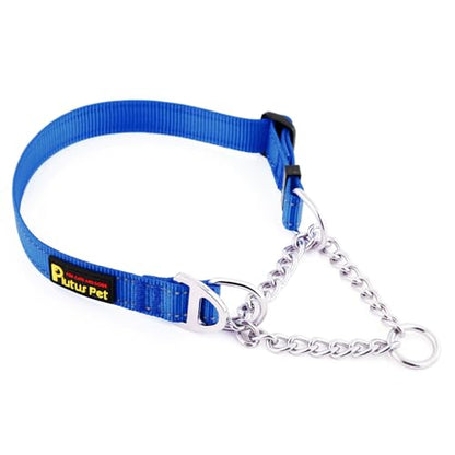 Plutus Pet Martingale Dog Collar with Stainless Steel Chain and Reflective Nylon, Adjustable No Pull Training Collar, for Small Medium, and Large Dogs, Royal Blue, S - color: Royal Blue, size: Small