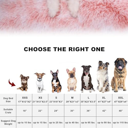 Bedfolks Waterproof Crate Bed, Plush Dog & Cat Bed with Washable Cover, Faux Fur Kennel Pad, 17"x12", Pink - color: Pink, size: XX-Small(17x12'')
