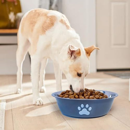 kathson 2 Pack Stainless Steel Dog Bowls,6" Spill Proof Metal Dog Food Bowls,Nonslip Rubber Bottom Pet Food and Water Bowl Set,Puppy Dishes Feeder for Medium Small Dogs,Grey - color: Grey, size: 2.5cups
