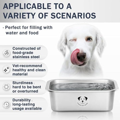 Stainless Steel Dog Bowls for Large Dogs, High Capacity Metal Dog Food Bowls, Food and Water Bowl for Larges, X-Large, and Big Dogs 4.2 Gallons - color: Stainless Steel-4.2 gallons