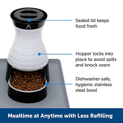 PetSafe Healthy Pet Food Station - Small, 2 lb Kibble Capacity - Gravity Pet Feeder Dry Food Dispenser - Automatic Cat Feeder or Small Dog Feeder - Removable Stainless Steel Bowl Included - size: Small