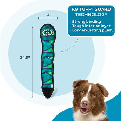 Outward Hound Durablez Large Snake Stuffing-Free Squeaky Plush Dog Toy for Puppies & Dogs - Interactive, Soft Yet Tough, No Mess, Jumbo Squeaker, Long-Lasting Play, 24.5 inch, Blue - color: Blue Snake, size: Large (Pack of 1)