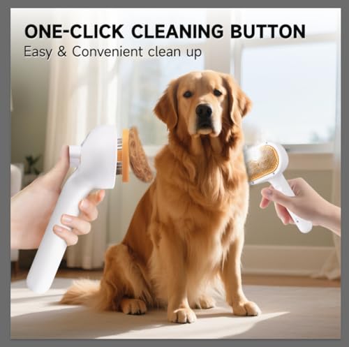 Pet Steam Brush for Dog & Cat – 3-in-1 Spray Hair Removal Comb for Shedding & Grooming, Softens Fur & Reduces Static – Water Brush for Long & Short Coats, Bath-Hating Pets, Includes Waterless Shampoo - size: 7.8″-20ML