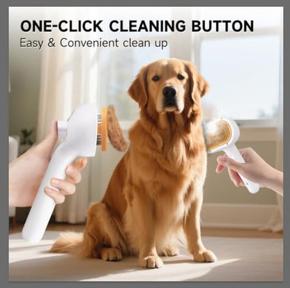 Pet Steam Brush for Dog & Cat – 3-in-1 Spray Hair Removal Comb for Shedding & Grooming, Softens Fur & Reduces Static – Water Brush for Long & Short Coats, Bath-Hating Pets, Includes Waterless Shampoo - size: 7.8″-20ML