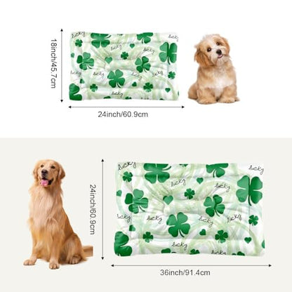 Cozy Dog Pads with Anti-Slip Bottom, St Patricks Day Leaves Dog Necessities Puppy Pads Beds for Crates Comfy Pet Mat for Indoor& Outdoor Sofa Cars, Machine Washable 24 X 18 Inch - size: 24 × 18 inch