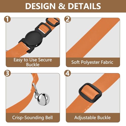 2 Pack Kitten Collar Tropical Orange Collar with Bell for Dog Puppy, Adjustable 10.6 to 17.1 Inches - color: Tropical Orange