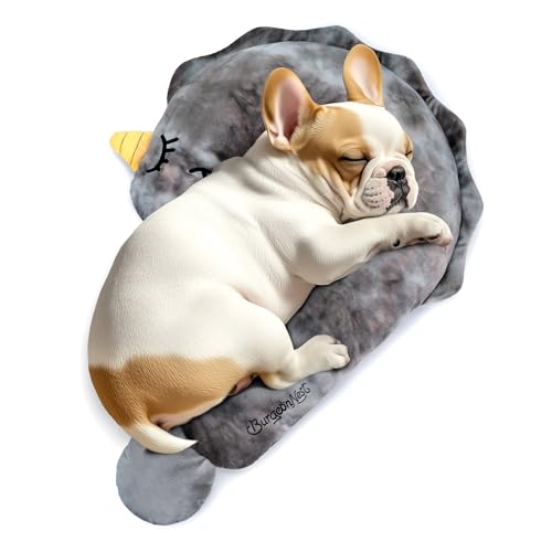 BurgeonNest Small Dog Calming Pillow for Dogs and Cats, Fluffy Soft Colorful Sleep Bolster Cozy Pet Bed Pillow, Great Present for Senior Pup Puppy Kitten, Washable, L - color: Grey, size: Large