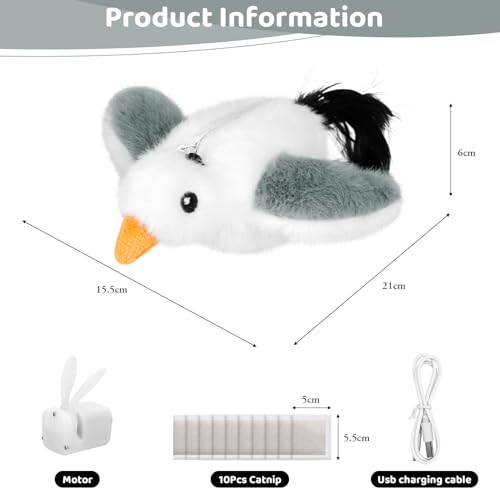 Cat Toys Flapping Birds with Catnip Bags, Chirping Interactive Kitten Toy Indoor, Lifelike Birdie Tweets, Rechargeable Enrichment Moving Wings Cat Exercise Toys Kicker for All Breeds Cat Dog(Oriole) - color: A4