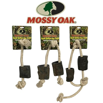 QT Dog Mossy Oak: Water Buffalo Horn & Tug Dog Chew - 12" Knotted Natural Cotton Rope, Pet Toy, No Preservatives, Horn, Long-Lasting, Combines Play & Chewing - style: 12"