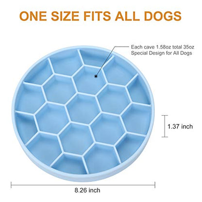 Slow Feeder Dog Bowls, Silicone Dog Bowl with Suction Cups, Non-Slip Pet Slow Feeder for Small Medium Large Breed, Anti Gulping&Dishwasher Safe, Reduces Boredom Pet Feeding Bowl(Blue) - color: Blue