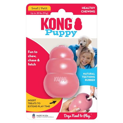 KONG - Puppy Toy Natural Teething Rubber - Fun to Chew, Chase and Fetch - for Small Puppies - Pink - color: Pink, size: Small (Pack of 1)