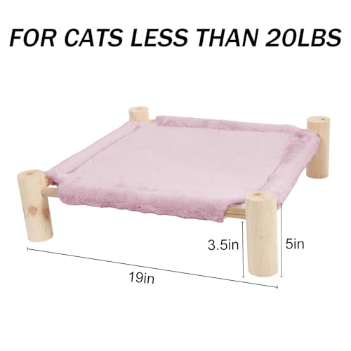 Cat and Dog Hammock Bed for Small Dogs, Brethable Wooden Cat Pet Rabbit Elevated Bed Cots Furniture for All Seasons Fleece Purple - color: Fleece Purple