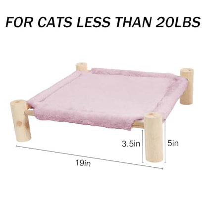 Cat and Dog Hammock Bed for Small Dogs, Brethable Wooden Cat Pet Rabbit Elevated Bed Cots Furniture for All Seasons Fleece Purple - color: Fleece Purple