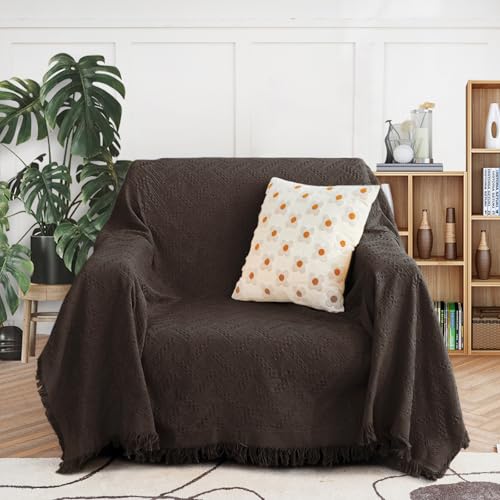 MEETSKY Sofa Covers Small Couch Cover Couch Slipcovers for Reclining Loveseat/Chair/Futon Washable Sofa Protector Decorative Modern Style for Living Room (71"x 91", Medium, Chocolate) - color: Chocolate, size: 71" x 91" | Medium