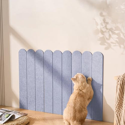 Cat Wall Scratcher, 35” Felt Cat Scratch Pad with Self-Adhesive Backing, Wall Mount Cat Scratching Mat for Indoor Cats, 3-Piece Pack Any Cut Combination (Light Gray) - color: Light Gray
