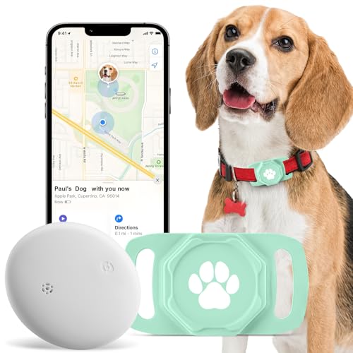 Smart Pet Tracker for Collar - Dog Trackers Pet Location Tracker with Holder, No Monthly Fee, Compatible with Apple Airtag Find My (iOS Only, Not for Android), Anti-Lost Device for Pets, Bag Straps - color: Green