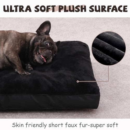 Dog Crate Bed Waterproof Deluxe Plush Dog Beds with Removable Washable Cover Anti-Slip Bottom Pet Sleeping Mattress for Large, Medium, Jumbo, Small Dogs, 23 x 17 inch, Black - color: Black, size: 23.0"L x 17.0"W x 3.0"Th