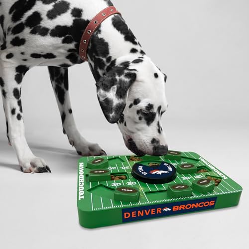 Pets First NFL Denver Broncos Large Puzzle Toy, New Size, Interactive Dog Treat & Slow Feeding Toy - color: DENVER BRONCOS, size: Large