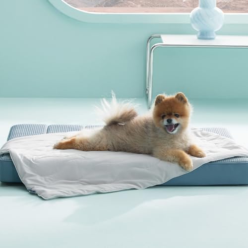 Bedsure Premium Cooling Blanket for Small Dog - Q-MAX>0.5, Breathable Summer Washable Cold Pet Throw Blanket, Soft Durable Self Cooling Cat Mat for Hot Weather, Pearl Grey, 25x35 - color: Pearl Grey, size: S(25x35")