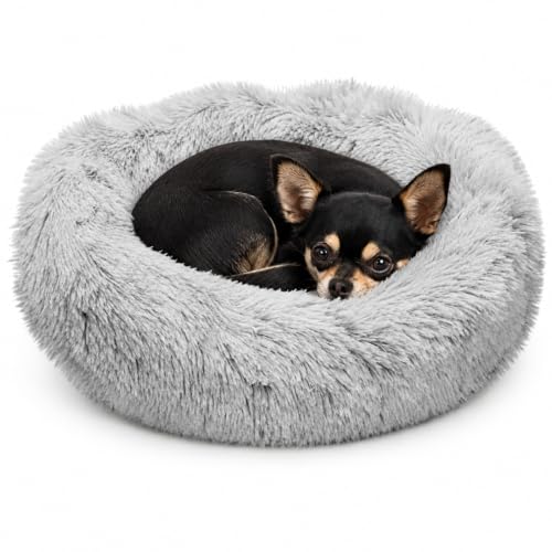 Whiskers & Friends Cat Beds for Indoor Cats, Fluffy Calming Donut Cat Bed, Small Dog Bed Washable - Orthopedic Soft Plush Pet Beds Sized for Kitten to Large Cats & Puppy to Small Dogs, Light Grey 20'' - color: Light-Grey, size: 20.00" x 20.00" x 6.00"