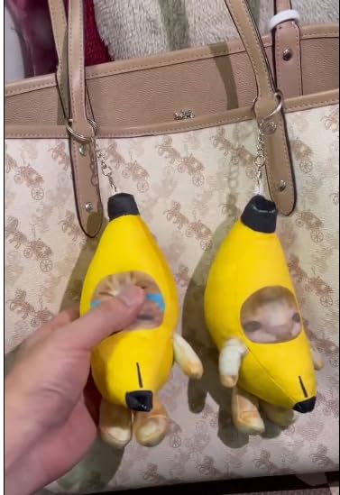 Upgraded Banana Cat Plush, 2 Pack, 7 Inch, Crying, Funny Keychain with 4 Sound for Kids Adult