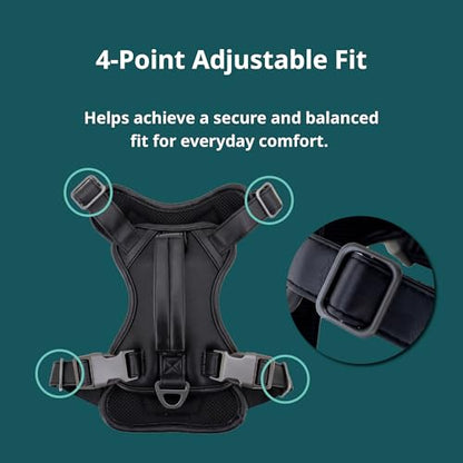 CANAGAN Premium Vegan Leather Dog Harness for Medium Dogs – Adjustable, No-Pull, Escape-Proof, Dual Leash Rings & Top Handle, Zinc Alloy Buckles – Perfect for Urban & Outdoor Walks - size: M: Chest(17" - 23")
