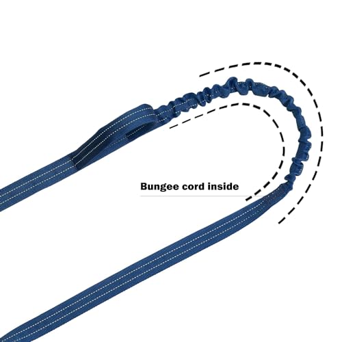 ICEFANG Tactical Dog Leash,K9 Training Walking Bungee Lead with 2 Control Handle,Heavy Duty Quick Release Metal Clasp,for Medium Large Breed (Reflective Blue, 6 FT) - color: Reflective Blue, size: 6 FT