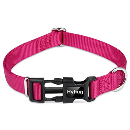 Small Dog Collar Quick-Release| Heavy-Duty Nylon Puppy Collar, Adjustable & Durable Pet Supplies for Boy & Girl Dogs (Small, Rose Red) - color: Rose Red, size: Small