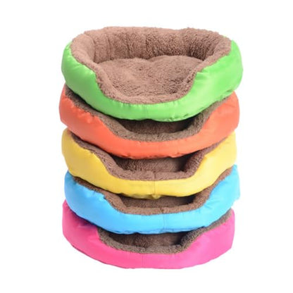Round Cat Bed - Soft Plush Faux Fur Pet Mat, Washable & Durable, Anti-Slip Waterproof Bottom, Perfect for Small Dogs, Cats, Kittens & Puppies - color: Orange