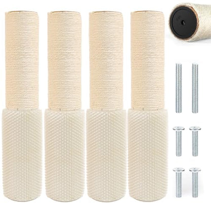 4 Pcs M8 Cat Scratching Post Replacement with Screws, 15.7×3.9-Inch Upgraded Natural Sisal and Soft-Spiked Cat Tree Replacement Parts, for Cat Tower Furniture - color: M8+White02