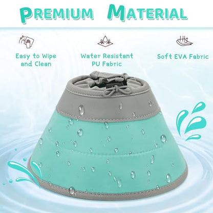 Cat Cone Collar Soft to Stop Licking, Adjustable, Foldable Lightweight Kitten Cones After Surgery Recovery for Cats & Kittens, Cat Cone Alternative, Easy Eating (Solid Green, M) - color: Solid Green, size: M