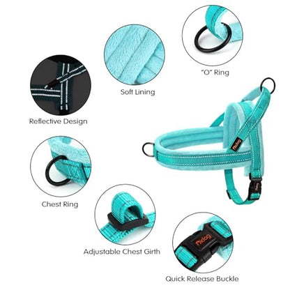 Didog Soft Flannel Padded Dog Vest Harness,Escape Proof/Quick Fit Reflective Dog Strap Harness, Easy for Training Walking(XS:Chest 15-18", Teal) - color: Teal, size: XS:chest 15-18"