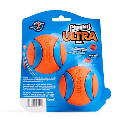 Chuckit! Ultra Ball Dog Toy - Medium Bouncy Fetch Balls For Dogs 20-60 lbs - Made from Durable Rubber - Floating Water Pet Toys - Size Medium - 2.5-inch Diameter - Pack of 2 - size: Medium, style: Medium (2 Pack)
