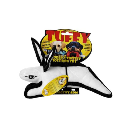 TUFFY World’s Tuffest Soft Dog Toy – Barnyard JR Series, Rabbit White with Squeakers - color: White Rabbit, size: Jr