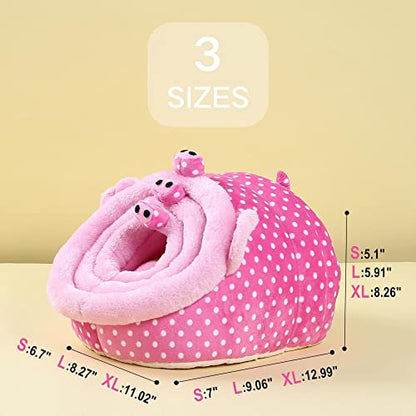 Animal Bed Guinea Pig Accessories Cage Habitat Toy Hideout House Washable(L,Pig) - color: 2-Pig, size: L